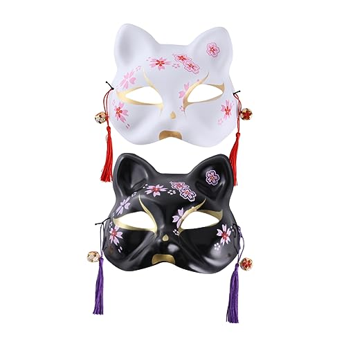 IMIKEYA 2 Stück Handbemalte Japanische Katzenmaske Weiße Schwarze Fox Maske für Halloween Karneval und Cosplay Verkleidungen IMIKEYA 2 Stück Handbemalte Japanische Katzenmaske Weiße Schwarze Fox Maske für Halloween Karneval und Cosplay Verkleidungen von IMIKEYA