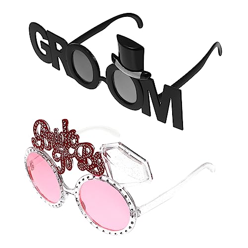 IMIKEYA 2 Stück Hochzeits Brillen Teilig mit Bräutigam Braut Leichte Partybrille für Fotorequisiten Komfortabel für Erwachsene für Junggesellenabschied und Feierlichkeiten von IMIKEYA