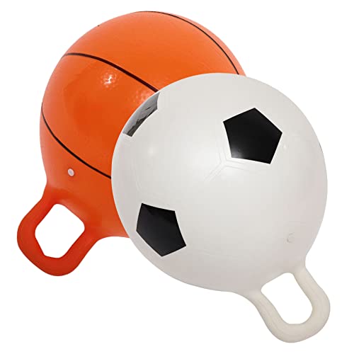 IMIKEYA 2 Stück Hüpfbälle Aufblasbare Springbälle für Sprungball für Balance und Koordinationstraining Basketball und Fußball Design von IMIKEYA