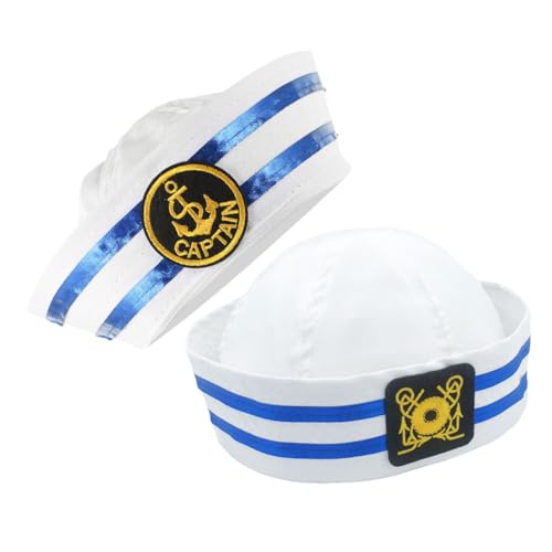 IMIKEYA 2 Stück Kapitänsmütze für Cosplay Unisex Segler Hut mit Blauem Band Leichte und Verstellbare Matrosenmütze für Kostümpartys Karneval Maskerade und Freizeit IMIKEYA 2 Stück Kapitänsmütze für Cosplay Unisex Segler Hut mit Blauem Band Leichte und Verstellbare Matrosenmütze für Kostümpartys Karneval Maskerade und Freizeit von IMIKEYA