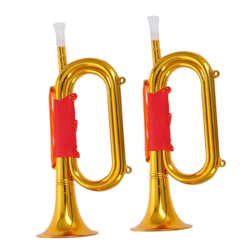 IMIKEYA 2 Stück Laderequisiten Musikinstrument Trompete Anfänger Trompete Trompete Kindertrompete Krachmacher Frühkindliche Musikspielzeuge Partyhorn Kunststoff Golden von IMIKEYA