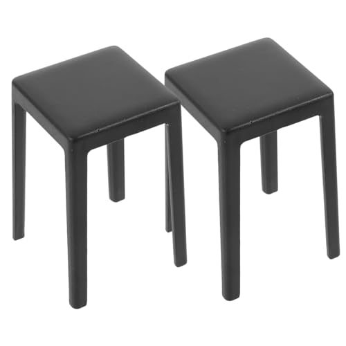 IMIKEYA 2 Stück Mini-Hockerstuhl Miniatur Bausatz bastelset basteln für mikrolle Kid Toys Decor Puppenzubehör Modell eines Mini-Kunststoffhockers Plastik Black von IMIKEYA