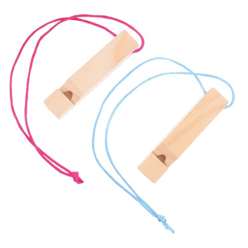 IMIKEYA 2 Stück Mini Holzpfeifen Set mit Halsband DIY Bemalbare Kindermusikinstrumente Leichte Robuste Zugpfeifen für Kreative Spielmomente Geburtstagsfeiern und Musikalische Aktivitäten von IMIKEYA