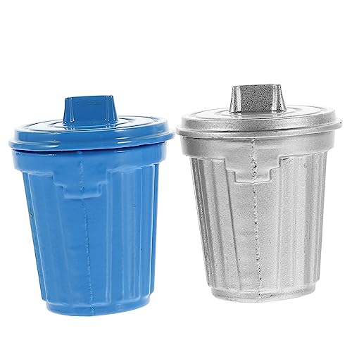 IMIKEYA 2 Stück Mini Mülleimer Miniaturen Mülleimer DIY Kleine Babyartikel Modernes Puppenhaus Kleine Bausätze Mini Dekorationen Blaue Ornamente Mini Mülleimer von IMIKEYA