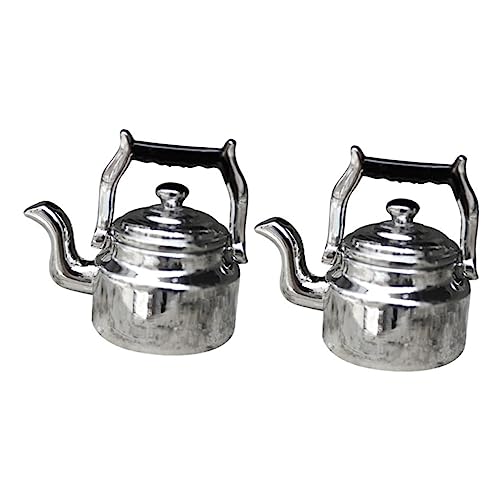 IMIKEYA 2 Stück Mini Wasserkocher Puppenstuben-Teekannen Spender Puppenhaus-Küche Kessel Flasche für kinderspielzeug Küchenrequisiten vorgeben Mini-Topf Legierung Silver von IMIKEYA