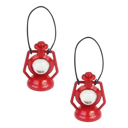 IMIKEYA 2 Stück Mini-petroleumlampe Puppenhaus Petroleumlampe Puppenhaus-versorgung Puzzlespielzeug Lernspielzeug Für Miniatur-Retro-Laterne Miniatur-petroleumlampe Legierung Rot von IMIKEYA