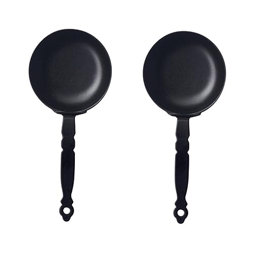 IMIKEYA 2 Stück Minipfanne Mini-pfannen Miniatur-backformen Miniaturpfannen Mini Vorgetäuschte Pfannen Miniatur-kochzubehör Mini-hauspfanne Mini-küchenzubehör Legierung Black von IMIKEYA