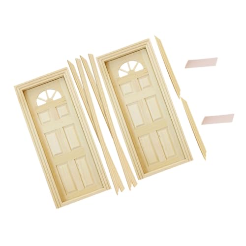 IMIKEYA 2 Stück Minitür Miniatur-Fenster-tür- Spielzeughaus Mini-puppenhausmöbel Puppenhaus-miniaturen Puppenhaus Wohnzimmer Möbel Miniatur-Zeug Miniaturtür Hölzern Beige von IMIKEYA