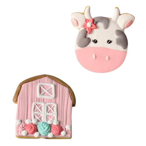 IMIKEYA 2 Stück Pinkes Kuh -Plugin geburtstagstorte dekoration Kuchenverzierung Karikatur Tortenaufsätze für Geburtstage Hochzeit Miniaturkühe Kuchendekorationen vom Bauernhof Harz Rosa von IMIKEYA