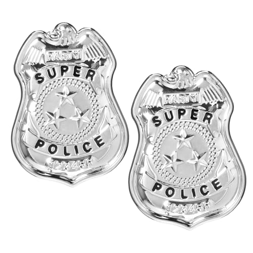 IMIKEYA 2 Stück Polizeiabzeichen -Requisiten - Kleine -brosche Halloween--Abzeichen Halloween-Party-Abzeichen Prop Silver Eisen von IMIKEYA