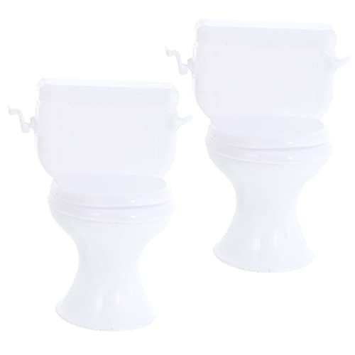 IMIKEYA 2 Stück Puppenhaus-Toilette Sitz Kleinkind Mini Puppenhausmöbel Simulierte Puppentoilette Für Kindergeschenk Lustige Toilettengeschenke Plastik Weiß von IMIKEYA