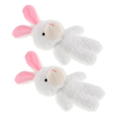 IMIKEYA 2 Stück Puppenhauspuppe für stofftier hase Mini Hase mini plüschhase beflockte Hasenfigur Taschenbär Rosa Hase Fadenbär Minibären kurzer Plüsch von IMIKEYA
