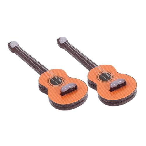 IMIKEYA 2 Stück Simulation Gitarre Puppenhaus Ornamente Puppenhaus Zubehör Miniatur Dinge Puppen Miniatur Gitarre Modell Puppenhaus Musikinstrument Display Hellbraun Holz von IMIKEYA