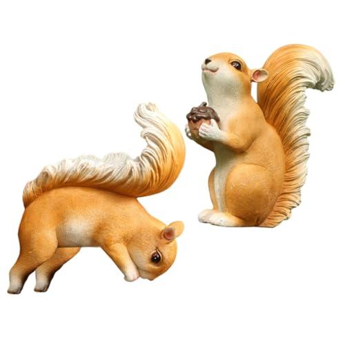 IMIKEYA 2 Stück Simulierte Eichhörnchen-Gartendekoration Eichel Garten Eichhörnchen Figur Animal Figures zabawki stymulujące rozwój kleine Eichhörnchen-Statue Simulation Tiermodell von IMIKEYA