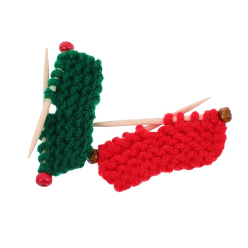 IMIKEYA 2 Stück Strickpullover-Modell Kleine Strickmützen Dickes Wollgarn Gestrickte Wollpuppe Winzige Wintermützen Puppenhaus-miniaturen Mini-strickmützen Mini-mützen Kleine Mützen Holz von IMIKEYA