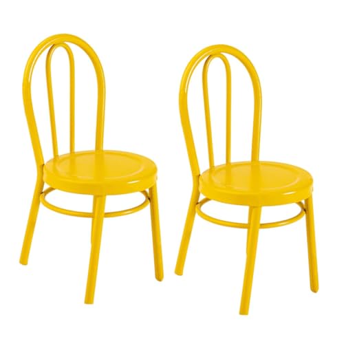 IMIKEYA 2 Stück Stuhl Winzige Möbel Miniaturen Wohnkultur Stühle möbel Dekoration Schlafzimmer bastelzeug dekoring Toy kleines Hausgerät Mikro-Landschaftsverzierungen Eisen Yellow von IMIKEYA
