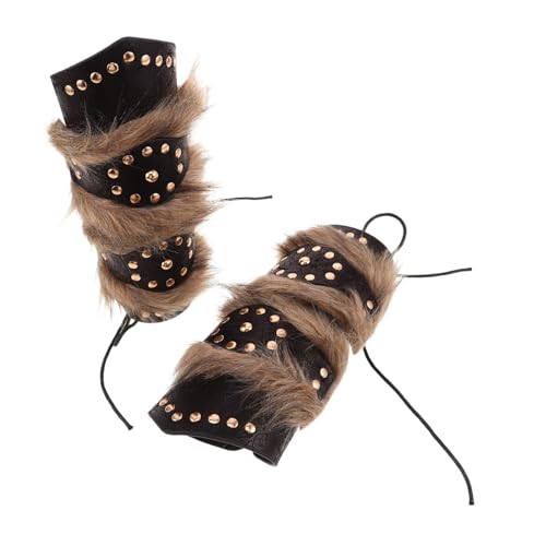 IMIKEYA 2 Stück Teiliges Retro Renaissance Arm Guards aus PU-Material Mittelalterliche Schutz mit Weichen Pelzigen Manschetten für Herren Damen für Cosplay Halloween Mittelalterkostüm von IMIKEYA