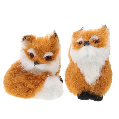 IMIKEYA 2 Stück kleine fuchsverzierung Plüschtier Fuchs Fox Plüsch Kuscheltiere aus dem Wald Simulation Plüschtiere Simulationstiere pelziger Plüsch Fuchs Plastik Light Brown von IMIKEYA