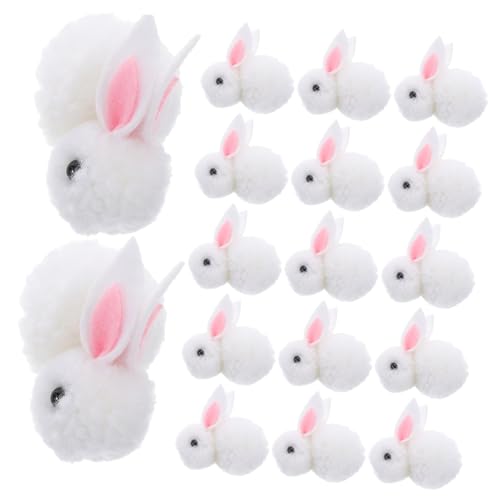 IMIKEYA 20 Stück Hase Stoffhase Plüsch Kaninchen Bastel Zubehör Kleine Plüschhasen DIY Kaninchen Hase aus Wollfilz kleine Hasen-Anhänger Simulationstiermodell Plüsch Simulationstiere Weiß von IMIKEYA