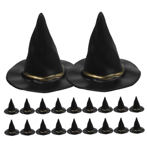 IMIKEYA 20 Stück Hexen Hut Deko Mini-hüte Halloween-miniaturen Zum Basteln Mini Gewebter Hut Miniatur-hexenhut Puppenhaus-miniaturen Puppenhausmöbel Halloween-hüte Plastik Black von IMIKEYA