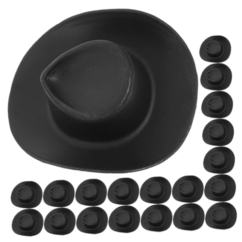 IMIKEYA 20 Stück Mini-Cowboyhut Haar deko plastiktisch Hut für Rollenspiele plastikenten Schwarze Miniaturhüte süßer Fischerhut Cowgirl-Hut Figur Mini-Hut dekorative Miniaturhüte Black von IMIKEYA
