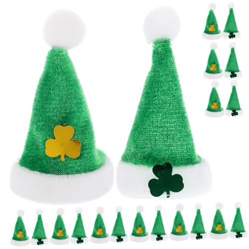 IMIKEYA 20 Stück Mini-Klee-Ornamente Puppenmützen-Dekore Patricks Kleeblatt-Minihüte Party doll Accessories Puppen Accessoires weihnachtsmütze Kleider Kleiner Hut Miniaturhüte Plüsch von IMIKEYA