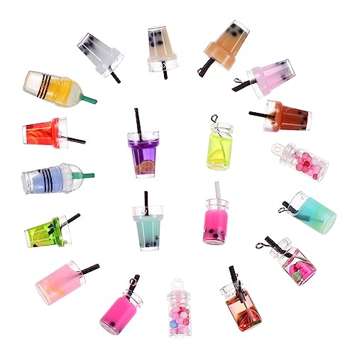 IMIKEYA 20 Stück Mini Milchtee Tassen Anhänger DIY Zubehör für Mini Layout Dekorative Requisiten für Kreative Bastelprojekte Zufällige Mischfarben Hochwertiges Harzmaterial von IMIKEYA