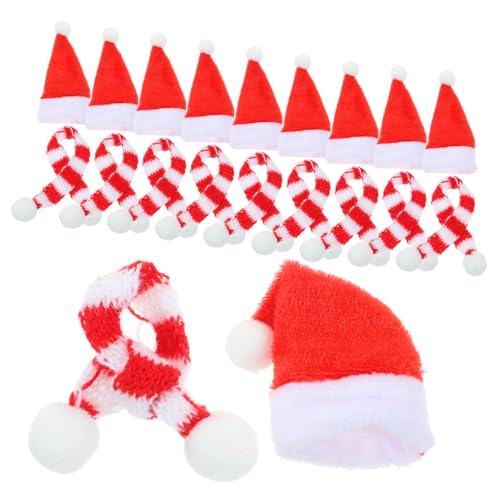 IMIKEYA 20 Stück Mini Weihnachtsdeko Teile Handgefertigte Strickmützen und Schals für Puppen Weihnachtsaccessoires für Kreative Bastelprojekte und Festliche Dekoration von IMIKEYA