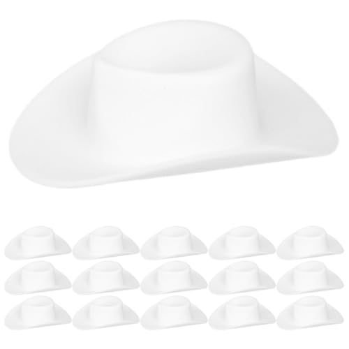 IMIKEYA 20 Stück Mini-cowboyhut Windel Bausatz Puppe Albern Partyhut Hutballon Figuren Klein Miniatur Bausätze -Cowboy-Hut Ausgestopft Kappe Mini-Babys Mini-hüte Weiß Plastik von IMIKEYA