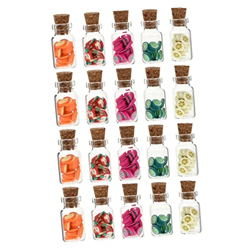 IMIKEYA 20 Stück Simulierte Obstkonserven Mikro-landschaftsstütze Dolly House Obstkrug Mikro-Layout-Dekorationen Puppenhaus-Ornamente Essensspielset Miniatur-obstflasche Miniaturen Glas von IMIKEYA