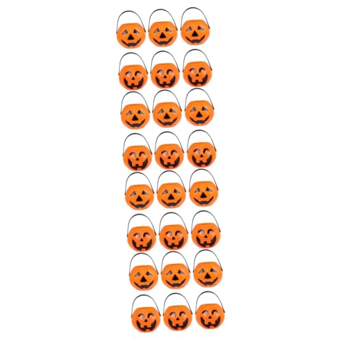IMIKEYA 24 Stck. Halloween Kürbis Eimer Kleine Tragbare Süßigkeitenhalter für Leichte und Umweltfreundliche Halloween Party Deko Zufällige Auswahl Bogen oder Dreieckaugen Designs von IMIKEYA