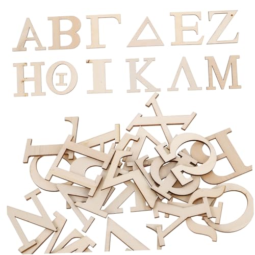 IMIKEYA 24 Stück Griechische Buchstaben Holzspäne Griechisches Alphabet Wort Pop Flash Karten Stempelkissen Für Blockbuchstaben Wandbuchstaben Kontrastkarten Wortrennen von IMIKEYA