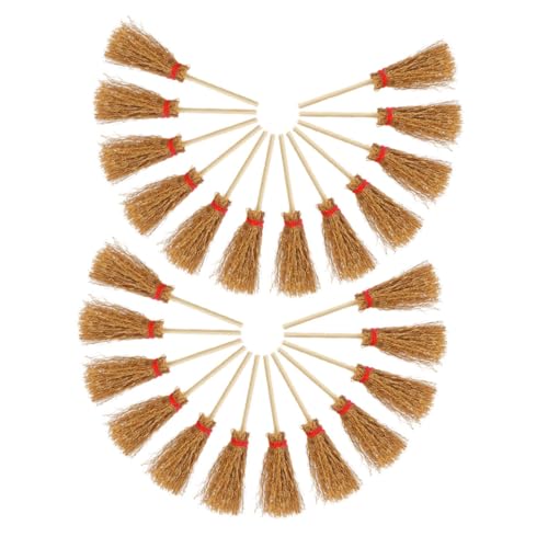 IMIKEYA 24 Stück Mini-Besenmodell Puppenhauszubehör Puppenhaus Miniaturbesen Mini-Besen-Set Puppenhaus Zubehör Mini-Putzset deko Minibesen zum Basteln Zubehör für Puppenhäuser Holz Khaki von IMIKEYA
