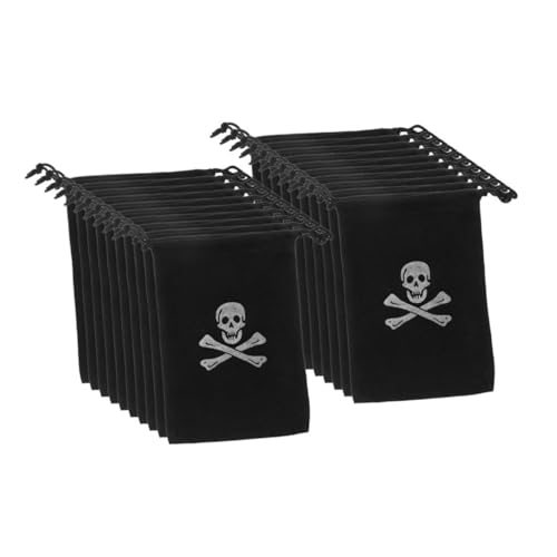IMIKEYA 24 Stück Piraten-Aufbewahrungstasche halloween dekoration halloween geschenktüten Kordelzug Taschen Süßigkeitentaschen Piraten-Thementaschen Piraten-Münzenbeutel Polyester Black von IMIKEYA