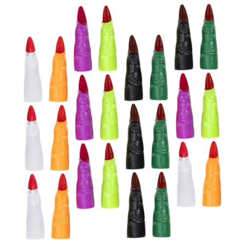 IMIKEYA 24 Teiliges Halloween Nagel Set Aufkleber Streich Anhänger Falsche Finger Bunte Hexenfinger Leuchtende Seltsame Fingerpuppen Für Kleinkinder Hand Plüsch Zappeln von IMIKEYA