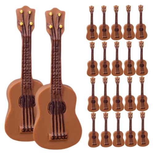 IMIKEYA 25 Stück Gitarrenmodell Minigitarren Zum Basteln Mini-hausgitarre Mini-Gitarre Mini-Musikinstrument-Dekoration Miniatur-geigenornament Winzig Puppenhaus-minigitarre Brown Harz von IMIKEYA