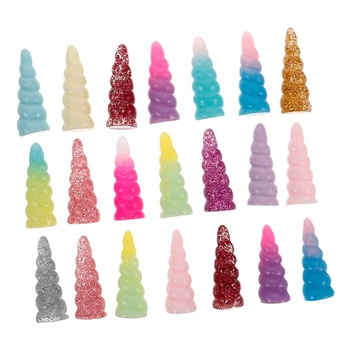 IMIKEYA 25 Stück Spielzeugzubehör Einhorn Horn Hornzubehör Zum Selbermachen Materialien Für Haarnadeln Kopfschmuck Diy Prop Kostüm Einhorn Hörner Haarschmuck Selber Machen Harz von IMIKEYA