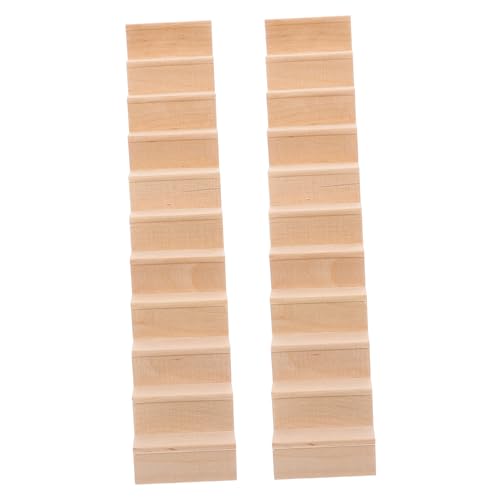 IMIKEYA 2Stücke Holztreppe Für Puppenhaus Mini Haustreppe Ohne Handlauf Hochwertiges DIY Zubehör Für Miniaturmodelle Und Spielzeuge von IMIKEYA