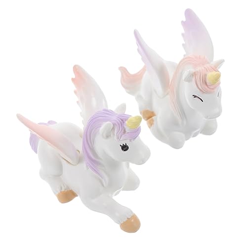 IMIKEYA 2Stücke Mini Einhorn Figuren Niedliche Dekoration für Bonsai Torten und Szenen für Detailreiche Kuchendekoration von IMIKEYA