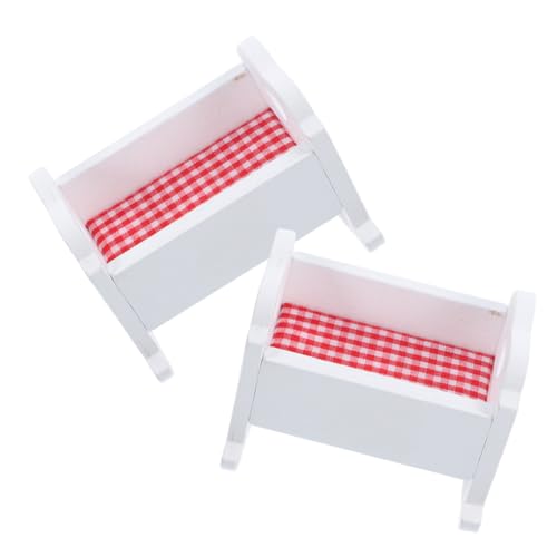 IMIKEYA 2Stücke Puppenhaus Babybett Holzspielzeug Dekoration Für Mini Realistische Und Kompakte Für Puppen Und Sammlerstücke Zubehör Für Kreative von IMIKEYA