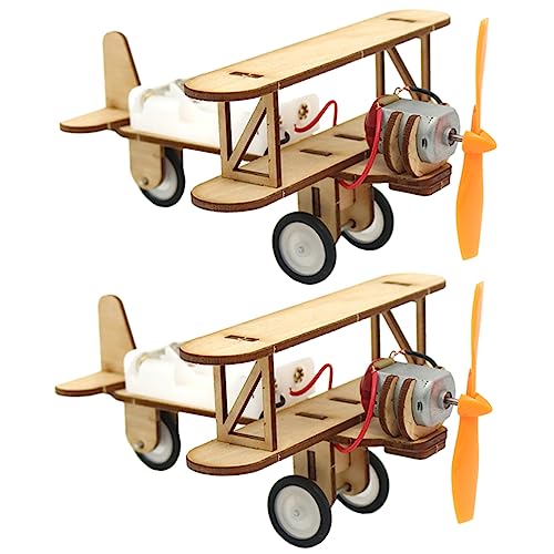IMIKEYA 2Stücke Teiliges Holzspielzeug Flugzeug Bausatz für DIY Montagemodell mit Kreativem Design Puzzlespielzeug für Bastelprojekte und zu Festen und Geburtstagen von IMIKEYA