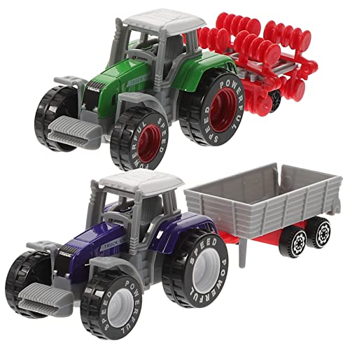 IMIKEYA 2Stücke Traktormodell Für Jungen Realistische Plastik Bauernfahrzeuge Und Babyautospielzeuge Und Kinderautospielzeuge Für Kleine BAU von IMIKEYA