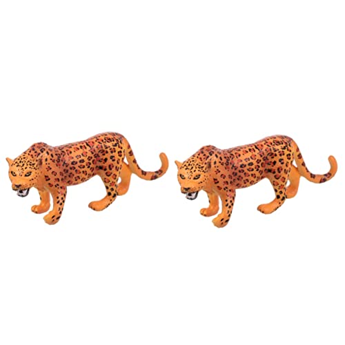 IMIKEYA 2St Mini-Leopardenskulptur Simulations-Leopard-Spielzeug Schreibtischaufsatz Dekor Modelle wildes Tierornament Desktop-Leopard-Ornament Strauß Zubehör schmücken PVC von IMIKEYA