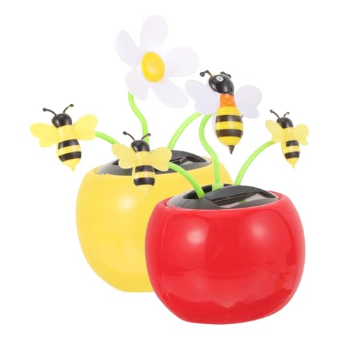 IMIKEYA 2stücke Solarbetriebene Wackelfigur Swing Car Ornament Mit Roten Und Gelben Bienen Für Auto Und Büro Kreative Innenraumdekoration Perfektes Für Autofahrer von IMIKEYA