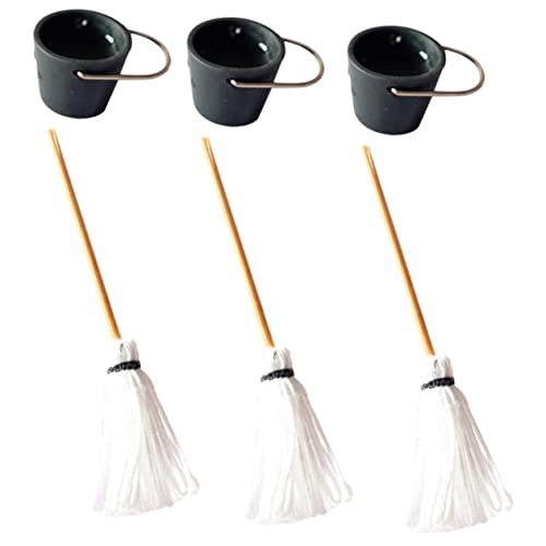 IMIKEYA 3 Sätze Eimer-mop-Modell Wischeimer Dekoration Miniatur-moppmodell Halloween-miniaturen Kleine Hausverzierung Mini-Eimer-mopp-kit Mini- -dekore Mini-landschaftsgestaltung Harz von IMIKEYA