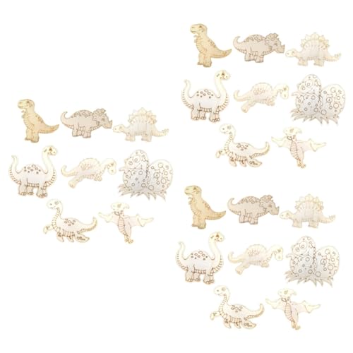 IMIKEYA 3 Sätze Holz-Dinosaurier-Handwerk Dinosaurier- Mini -Dinosaurier Dinosaurier-fingerspielzeug Dinosaurierfiguren Dinosaurier-zubehör 8 Stücke * 3 von IMIKEYA