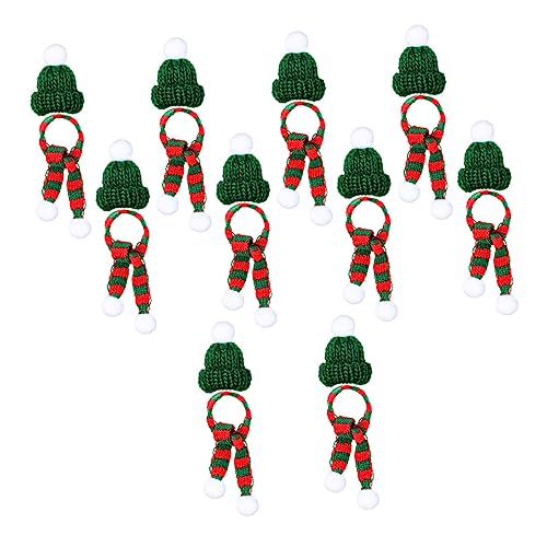 IMIKEYA 3 Sätze Mini-mütze Schal Mini Elfenmütze Mini-weihnachtsmütze Für Puppe Weihnachtsfigur Hut Feiertags-minihüte Für Puppen Weihnachts-miniaturhüte Weihnachtsbaum Kunsthandwerk Garn von IMIKEYA