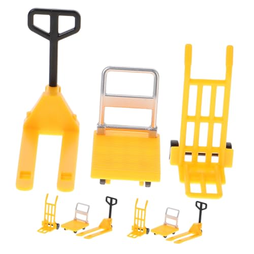 IMIKEYA 3 Sätze Miniaturmodell Eines Spielzeugautos Miniatur-bauwerkzeuge Miniaturen Beweglicher Werkzeuge Miniatur-gabelstaplermodell Mini-plattformwagen Mini-Auto-Schild Yellow Plastik von IMIKEYA