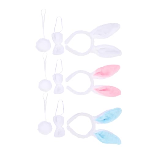 IMIKEYA 3 Sätze Teiliges Kaninchen Kostüm Set Hasenohren Stirnband Schleife Zubehör Party Verkleidung Leichte Stoffmaterialien Einfache Handhabung Langlebig für Karneval Geburtstag von IMIKEYA