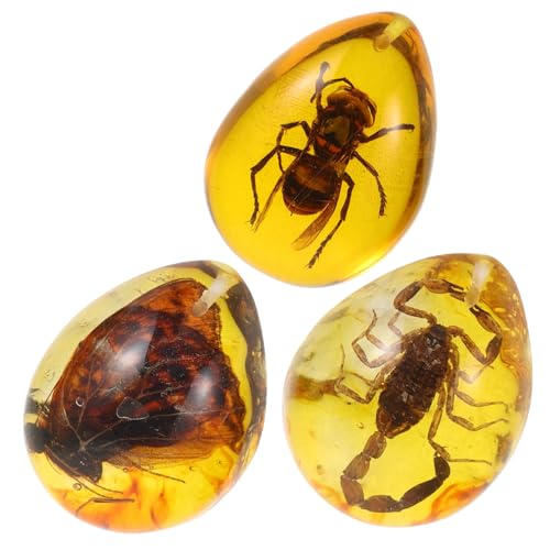 IMIKEYA 3 Stück Bernsteinproben Basteln Insekten Bernstein Anhänger Insektenproben Anhänger Insekten Bernstein Insekten Bernstein DIY Insekten Bernstein Insekten Bernstein von IMIKEYA